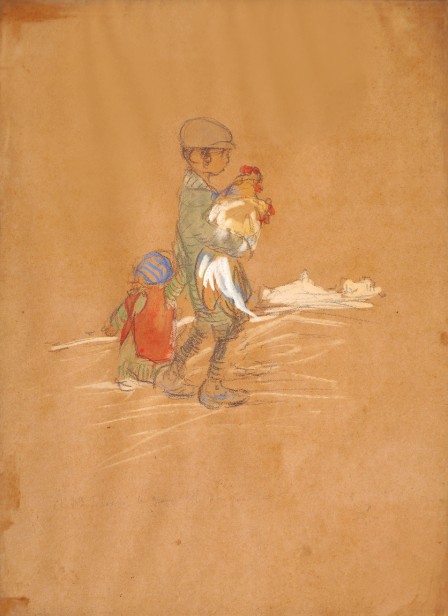 Children and rooster in the Shtetl