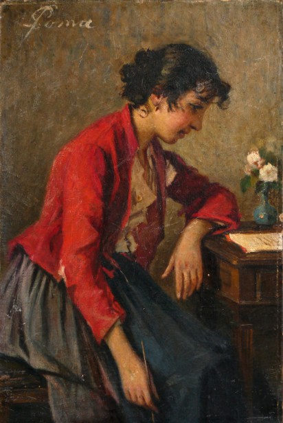 A Woman near a Desk