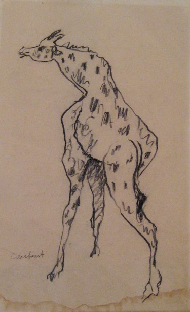 Lot including 2 charcoal drawings