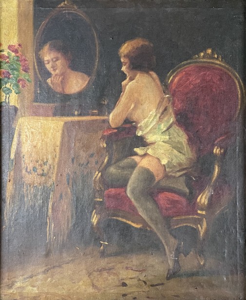 Woman in front of a mirror,