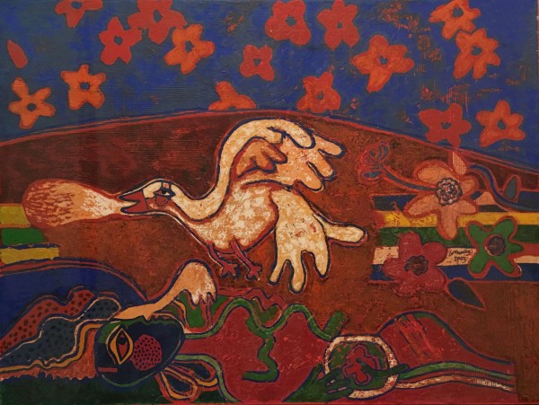 Sous le ciel fleuri l'oiseau, la femme, 2003
