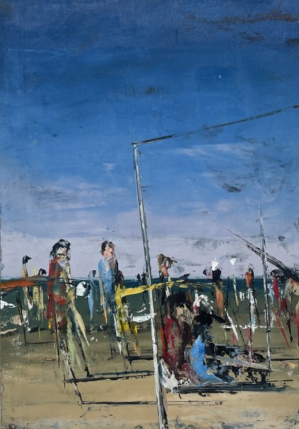 Figures on the boardwalk,