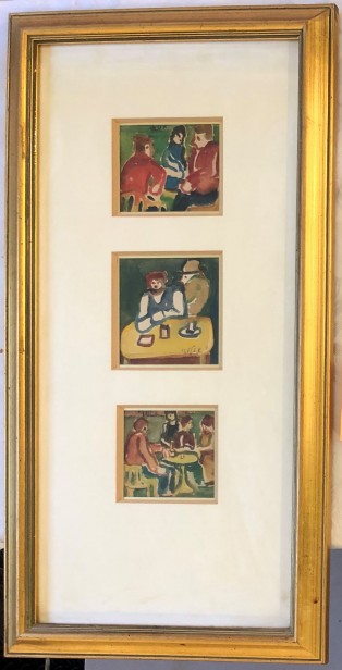 Lot including 3 drawings, framed together
