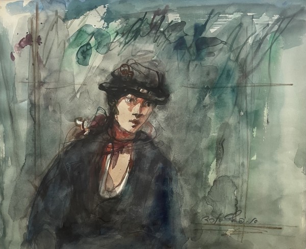 Woman with a hat.