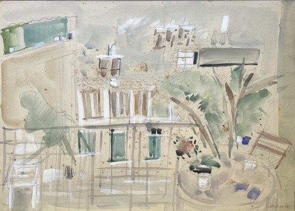 Landscape with houses,