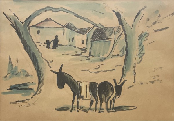 Donkeys in the landscape,
