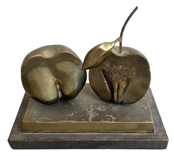 Halved Apple, a Woman