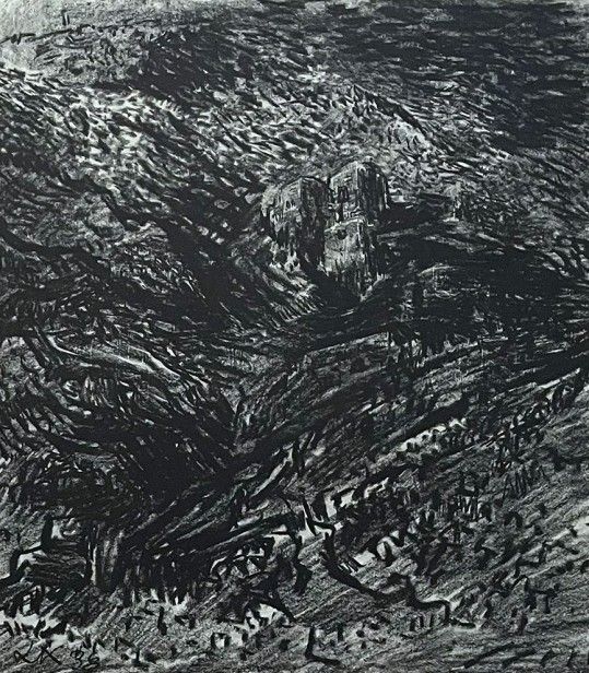 נוף הררי עם מבנים, 1936