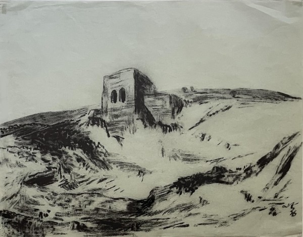 Landscapes,1936. Lot including 3 charcoal drawings,