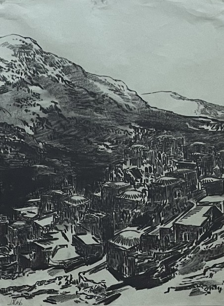 Village at the foot of the mountains, 1936