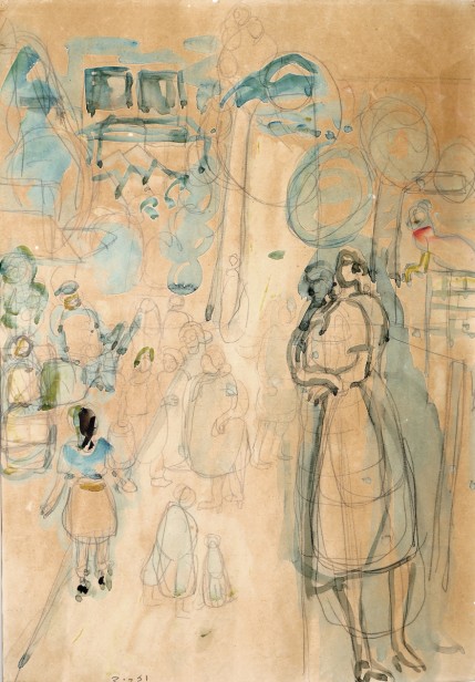 Zichron-Yaakov Figures in a Street, circa 1940