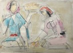 Two women cooking,